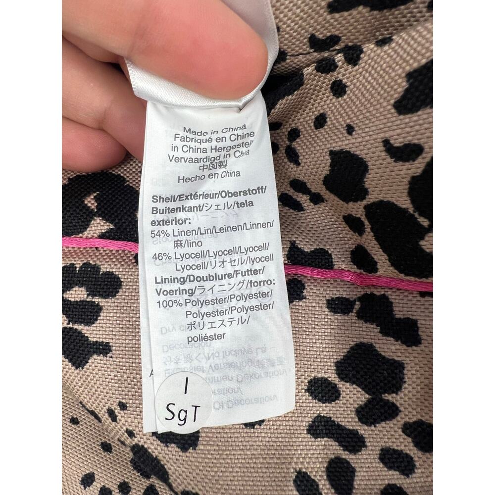 J.Crew Linen Lyocell Animal Print Shorts Tan Black Pink Trim High Rise Size 12 - Picture 11 of 12